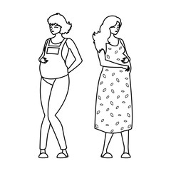 couple of beautiful pregnancy women characters