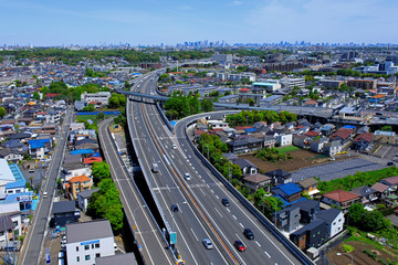 首都高速道路／調布料金所から都心を望む