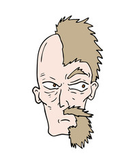 half beard cartoon face draw