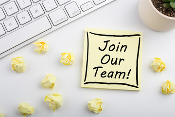 Join Our Team Concept On Sticky Note