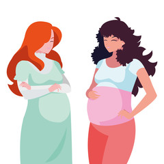 couple of beautiful pregnancy women characters