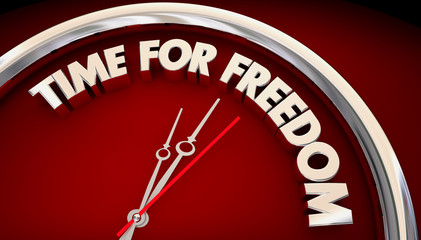 Obraz na płótnie Canvas Time for Freedom Clock Liberation Self Determination 3d Illustration