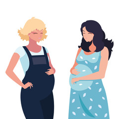 couple of beautiful pregnancy women characters