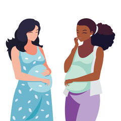 interracial couple of pregnancy women characters