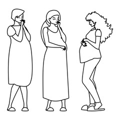 group of beautiful pregnancy women characters