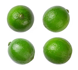 A set of single lime isolated on white background.