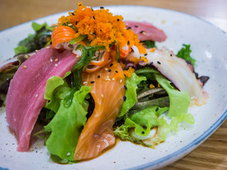 Sashimi salad, healthy food