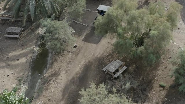 Buggy in a Desert Park, Aerial footage following the buggy along the trail