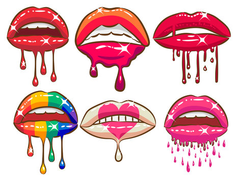 dripping lips vector clipart design