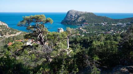 Plakat View on the sea coast and mountains, Crimea