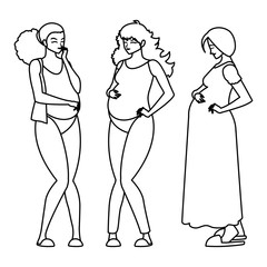 group of beautiful pregnancy women characters