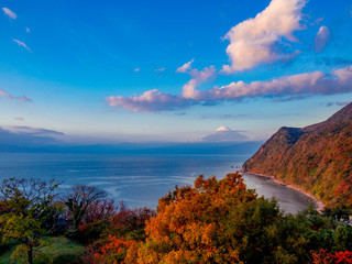 【静岡県伊豆半島】井田の夕景【晩秋・富士山】