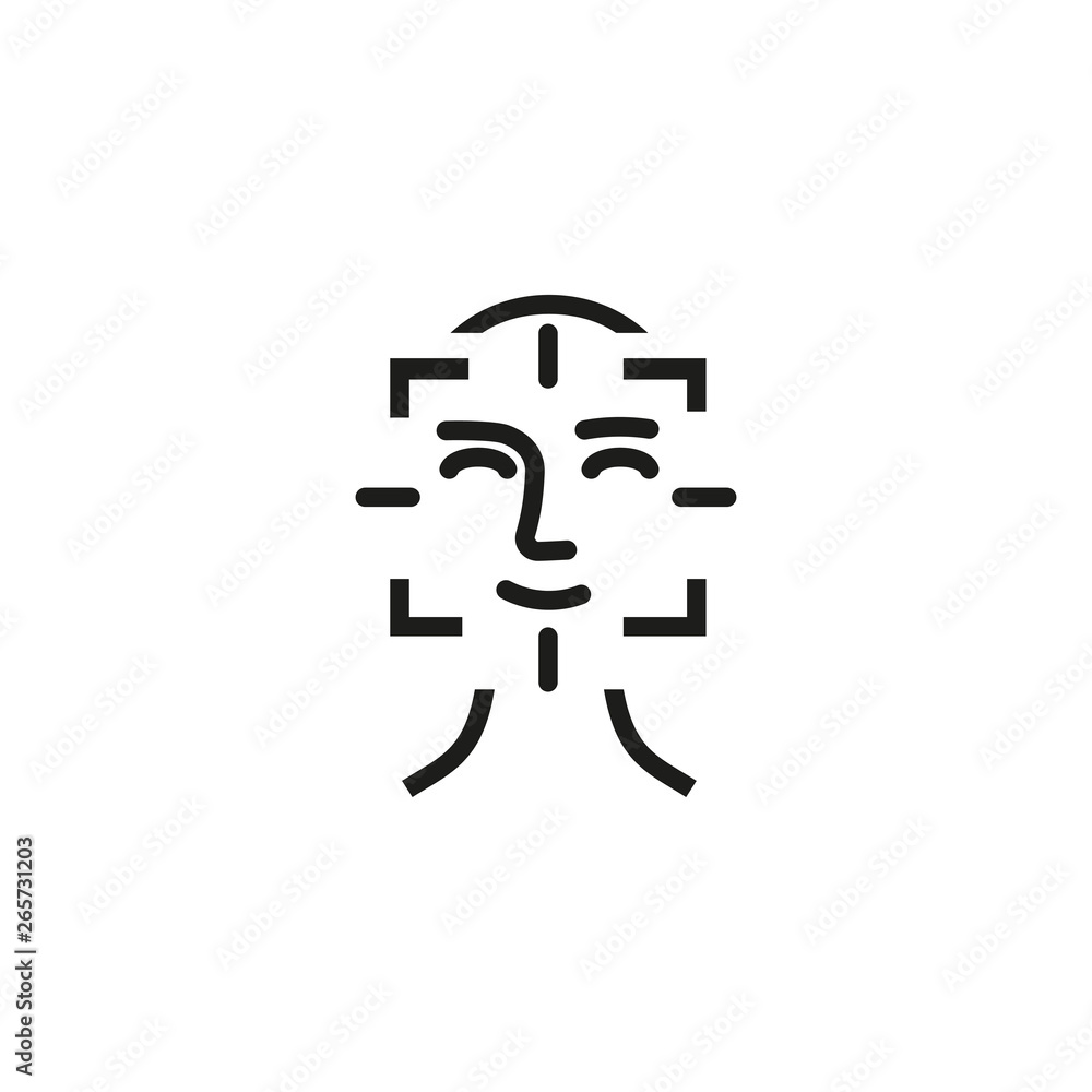 Poster face detection line icon. human face in focus. artificial intelligence concept. vector illustration 