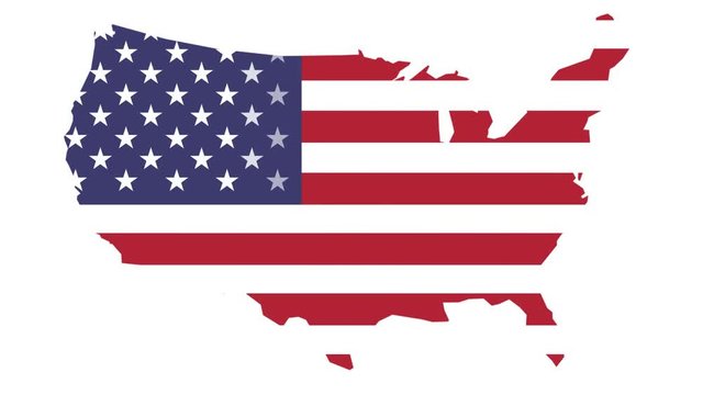 Animation of American Flag on the United States of America map