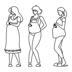 group of beautiful pregnancy women characters