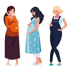 Obraz premium group of beautiful pregnancy women characters