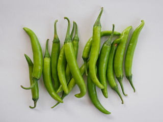 green chili pepper isolate white background