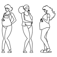 group of beautiful pregnancy women characters