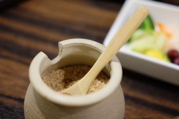 White sesame in the cup