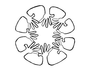One team circle of hands