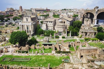 ruins of roman forum in rome italy