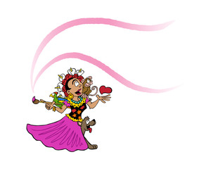 Mexican female painter with pets