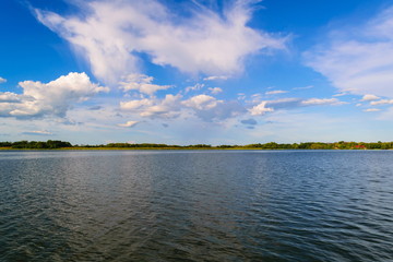 The sky with clouds and rivers on a day with beautiful sunshine and nature.