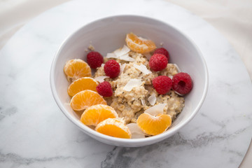  Mandarin, chia seeds, raspberry and porridge