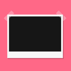Black and white photo frames isolated on pink. Vintage style. Vector illustration