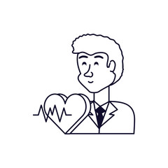 doctor professional with heart and rate