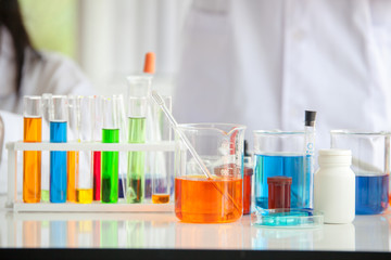 Microscope for laboratory research. Photo of a medical microscope close-up. science laboratory research and development concept