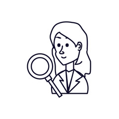 business woman with magnifying glass