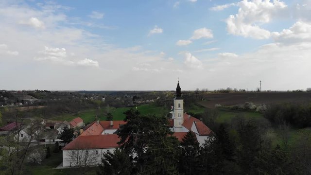 Filmed from a drone in 4k- the Krusedol Monastery (Serbian Orthodox monastery) on the Fruska Gora mountain, northern Serbia, in the province of Vojvodina