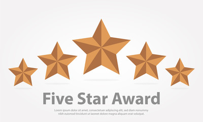 five bronze stars award illustration vector