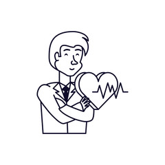 doctor professional with heart and rate