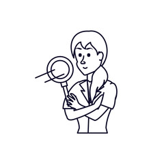 business woman with magnifying glass