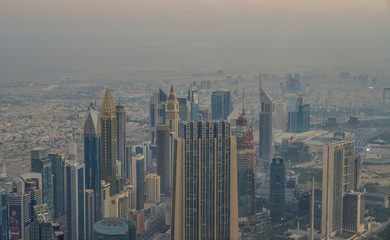 Fototapeta na wymiar Aerial view of Dubai City at sunrise