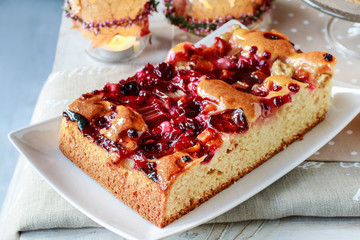 Red summer fruits cake.