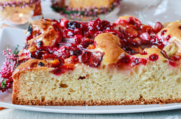 Red summer fruits cake.