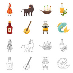 Vector design of  and historic symbol. Collection of  and country stock vector illustration.