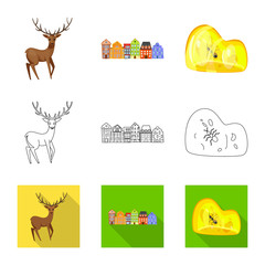 Vector design of traditional and tour icon. Collection of traditional and landmarks vector icon for stock.