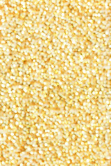 Gold glittering christmas lights. Blurred abstract background.