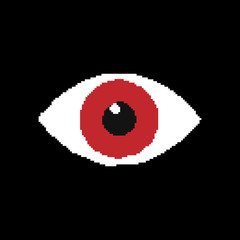 Eye pixel iconisolated on black background. Vector illustration.