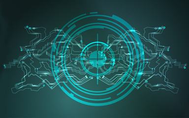 Global cyber space technology network security concept. Safe internet and computers connection. Database and servers