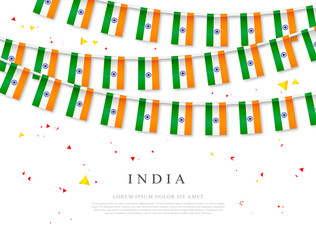 Garland of Indian flags. Independence Day of India. Vector illustration