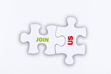 Slogan JOIN US as puzzle