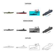 Isolated object of war  and ship logo. Collection of war  and fleet vector icon for stock.