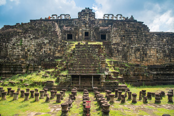 The west side view of Baphuon temple the state temple of Udayadityavarman II located in Angkor Thom of Siem Reap province, Cambodia.