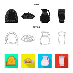 Vector illustration of creamy and product icon. Collection of creamy and farm stock vector illustration.