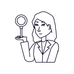 Fototapeta na wymiar business woman with magnifying glass